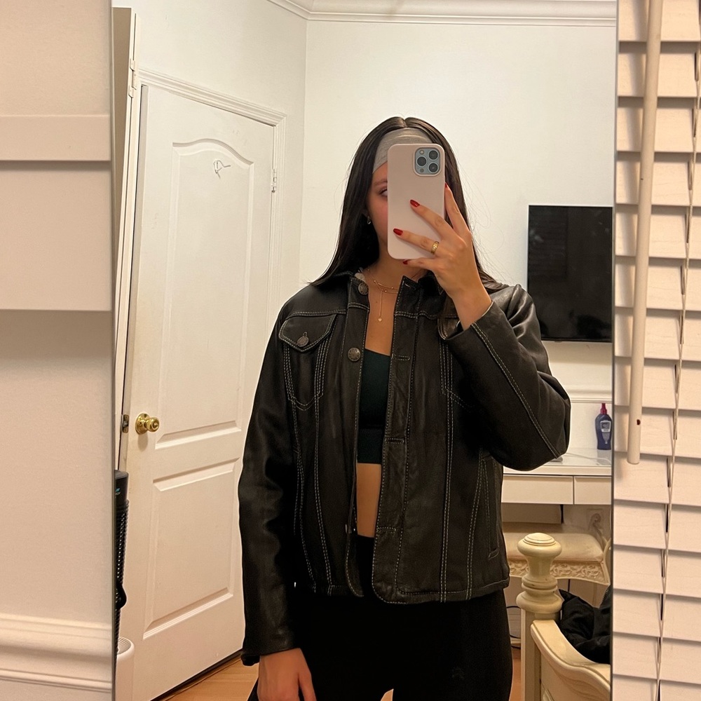 Vintage Brown Faux Leather Jacket